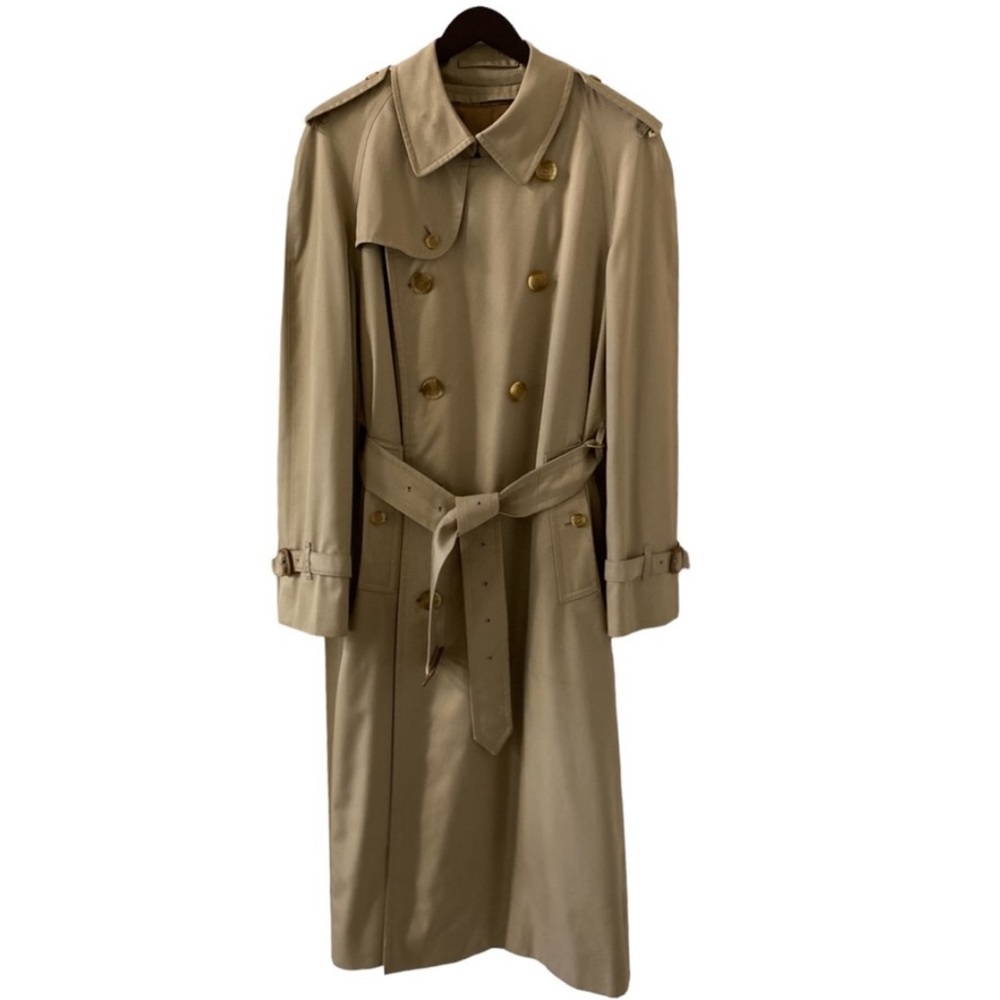 Burberry Double Breasted Long Khaki Trench Coat w/Removable Wool Lining Size 44 - Picture 12 of 16